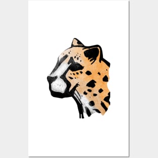 Cheetah head ink hand drawn illustration Posters and Art